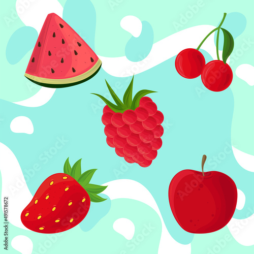 set of red fruits