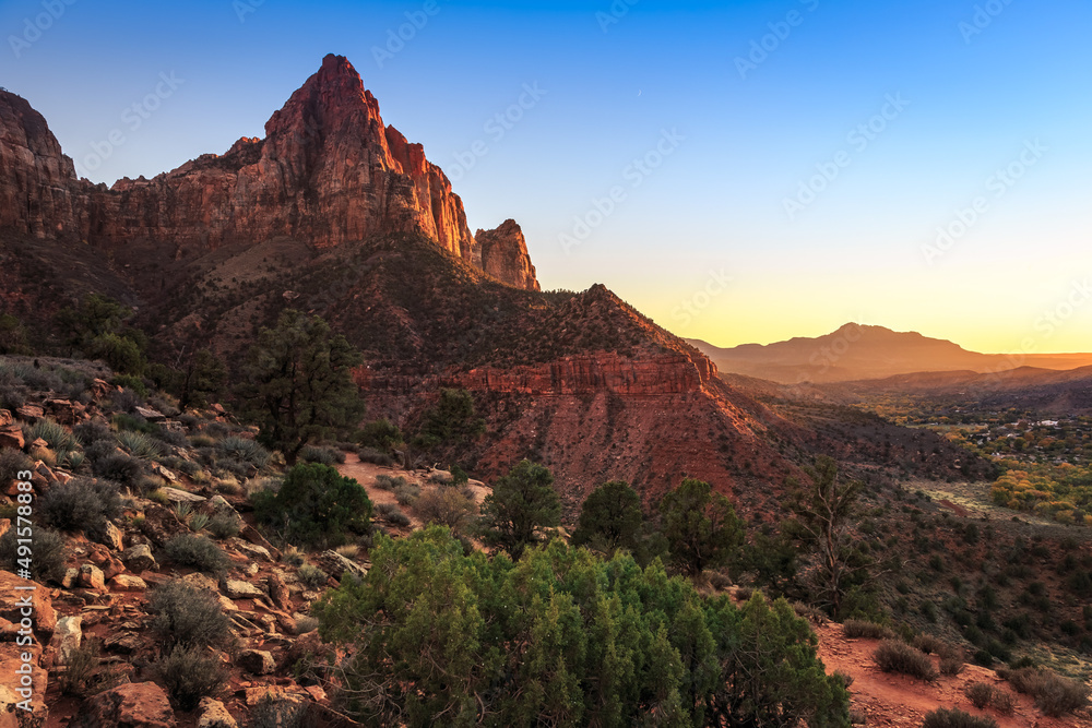 Sunset on the Watchman, Zion National Park, Utah
