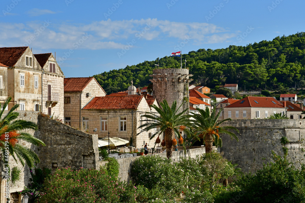 Korcula, Croatia- september 3 2021 : picturesque city in summer