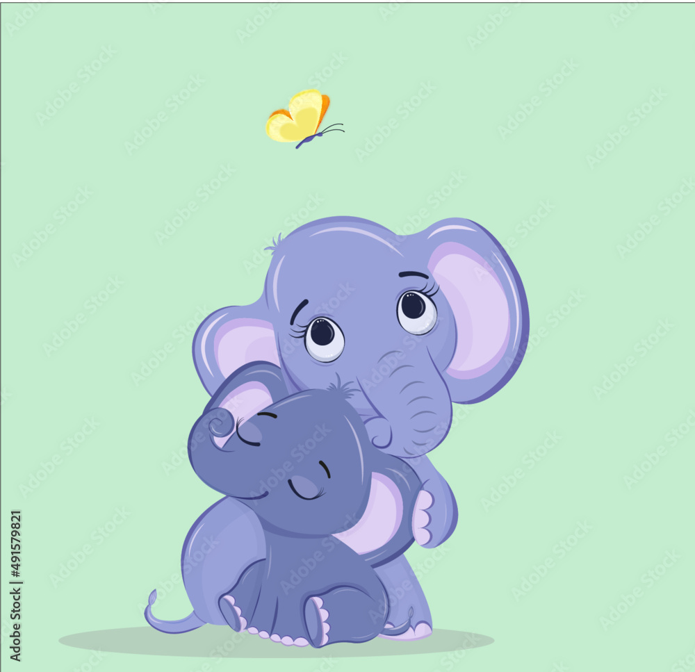 Fototapeta premium elephants mama and baby
