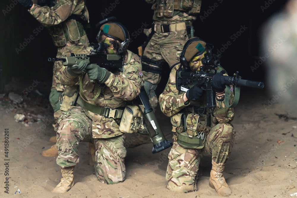 Fototapeta premium Female representation in defense military posing for media. High quality photo