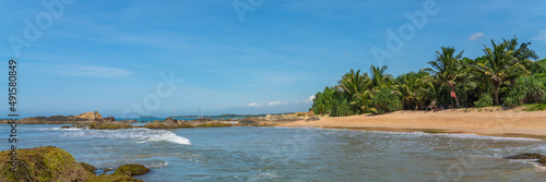 Beach, palms of Indian Ocean at Bentota, Sri Lanka