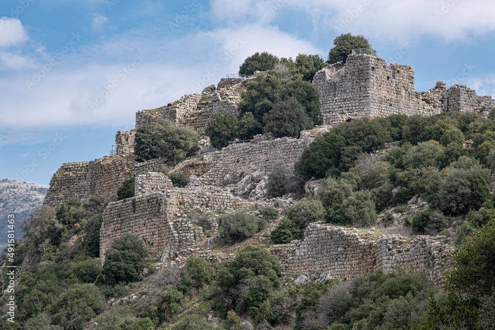 View of the Keep (Donjon) of Nimrod fortress (castle), located in Northern Golan, at the southern slope of Mount Hermon, the biggest Crusader-era castle in Israel