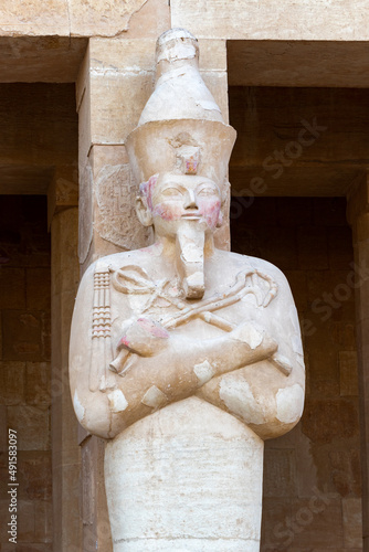 A sculpture of Pharaoh at the Mortuary temple of Hatshepsut near the Egyptian city of Luxor