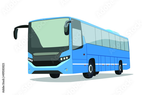 Blue bus isolated on the white background. Vector illustration