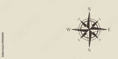 Vintage nautical compass rose icon. Wind rose