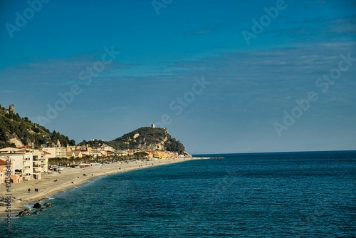 the Saracen village of Varigotti, its warm colors and its beaches on the western Ligurian coast, in the province of Savona