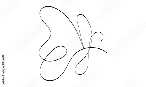 Butterfly line design silhouette. Hand drawn minimalism style vector illustration