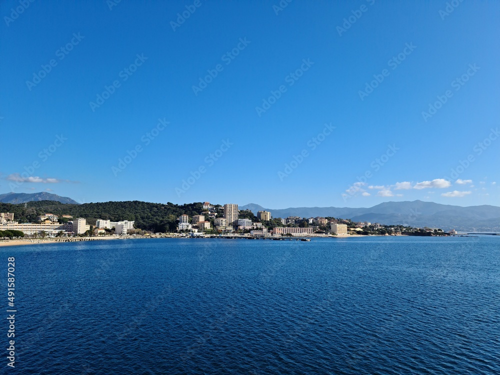 Panorama of the city of Bastia on the island of Corsica from the sea in January 2022