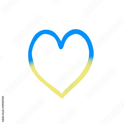 Love Ukraine, heart emblem of watercolor national flag colors. Flag of Ukraine. world peace
