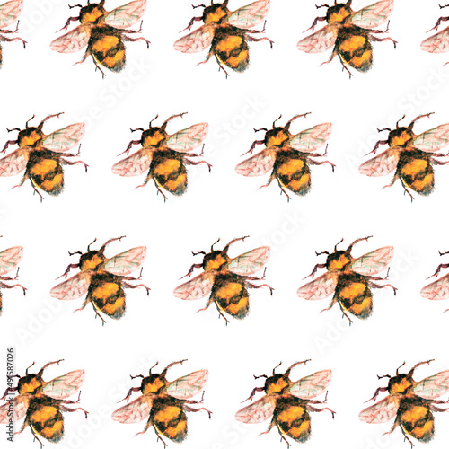 Seamless pattern with bees.