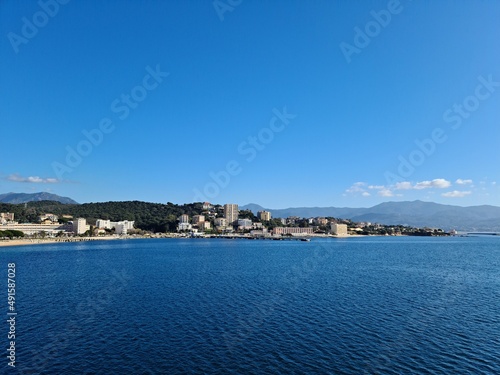 Panorama of the city of Bastia on the island of Corsica from the sea in January 2022