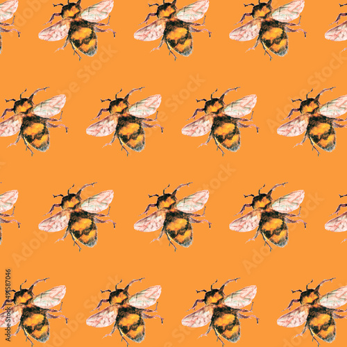 Seamless pattern with bees.