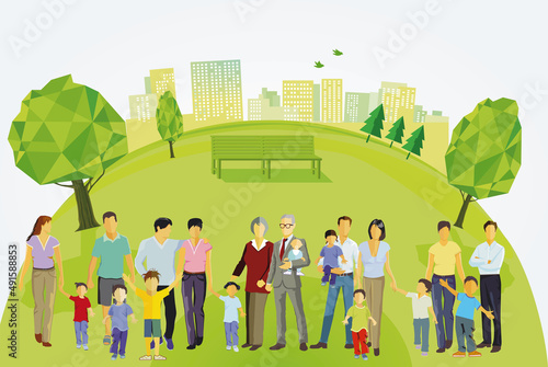 Eltern und Kinder, Familien Gruppen iillustration