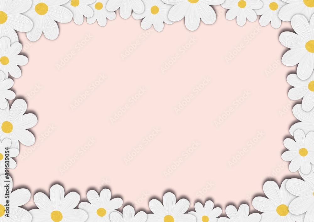 Flower frame. Floral frame with Daisy flowers. Botanical design for cards, invitations, stationery, nursery decor, baby shower Flower frame. Floral frame with Daisy flowers. Botanical design for cards, invitations, stationery, nursery decor, baby shower