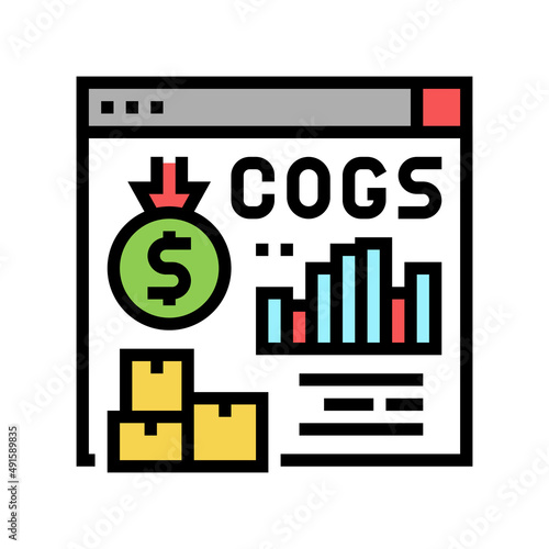 cost of goods sold cogs report color icon vector. cost of goods sold cogs report sign. isolated symbol illustration