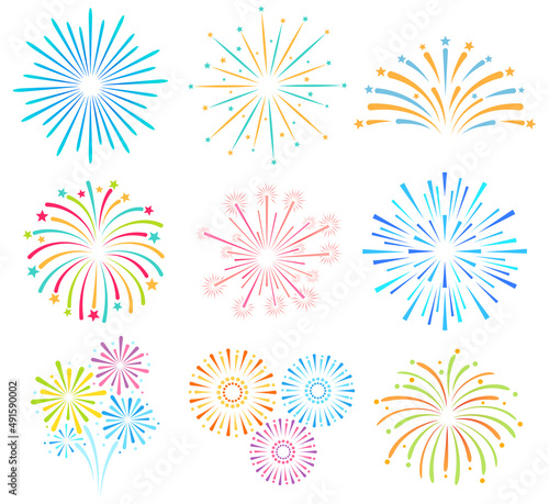 Fireworks color vector illustrations