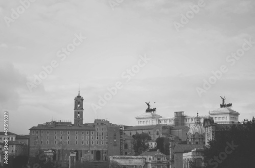 Black and White Postcard from the Ancient city of Rome, Italy
