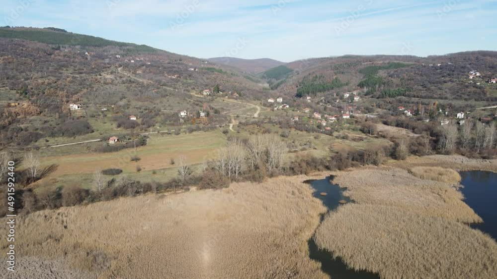 Aerial Spring view of Choklyovo swamp at Konyavska Mountain, Kyustendil region, Bulgaria Aerial Spring view of Choklyovo swamp at Konyavska Mountain, Kyustendil region, Bulgaria