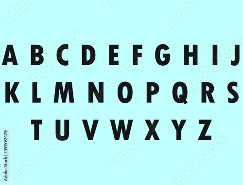 vector alphabet set for nursery children with clear letters on blue background.  photo