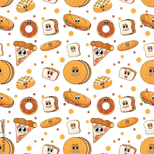 Seamless pattern cartoon on white background
