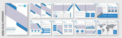 16  page  business modern bifold company  brochure design template. photo