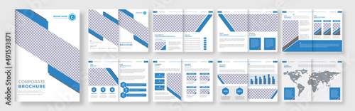 16  page  business modern bifold company  brochure design template.