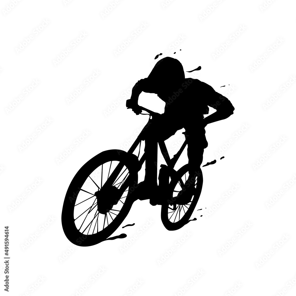 Fototapeta premium Splash silhouette mountain biker design vector