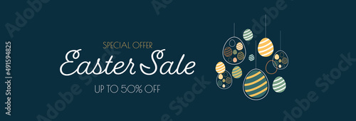 Easter Sale banner. Modern minimal design for Sales. Flat vector illustration.