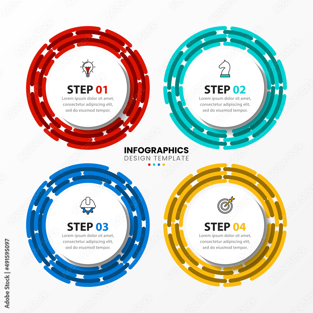 Infographic template with icons and 4 options or steps. Circle Infographic template with icons and 4 options or steps. Circle