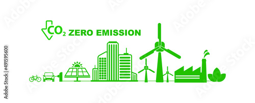 reducing CO2 emissions to stop climate change. green energy background	