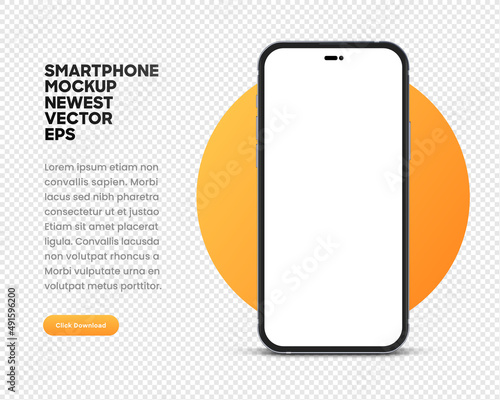 Realistic smart phone mockup mobile isolated vector eps concept with blank touch screens. High detailed 3d vector smartphone in front view ready to show your app design. Template for infographics.