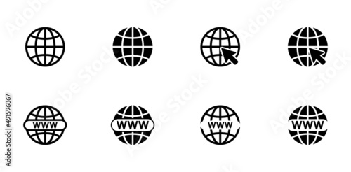 Internet icon set. World global symbol collection. Design for Apps, Websites, Interfaces, Social Media.