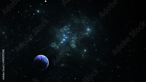 Galaxy stars planets star clusters, colored gas clouds abstract space. Galaxy Space background universe sky nebula night purple cosmos. Blue abstract galaxy infinite future dark deep light. 3d render © angel_nt