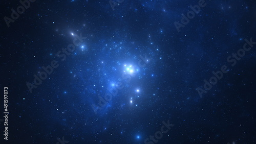 Fototapeta Naklejka Na Ścianę i Meble -  Panorama Space scene with planets, stars and galaxies. Banner template. Many Nebulae and galaxies in space, many light years away. Deep Universe. Large-scale structure 3D rendered