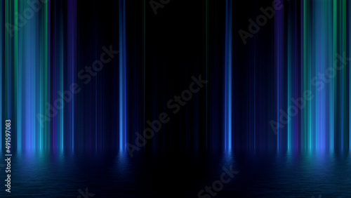 Futuristic showcase concept empty show scene Abstract geometric glow neon background, technology banner. Product display, Scene 3D Render