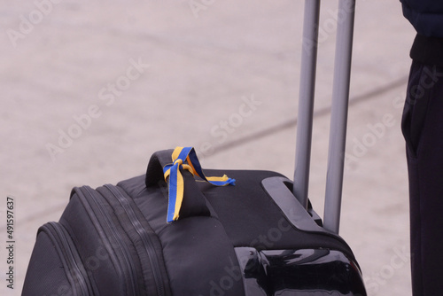 Isaccea, Romania. 08 March, 2022. Refugee Ukrainians walk from Ukraine to Romania after crossing the border. photo