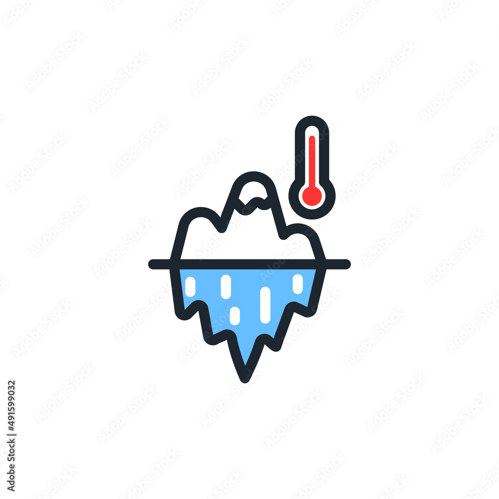 Iceberg icon that is melting because of global warming, Vector Iceberg icon that is melting because of global warming, Vector
