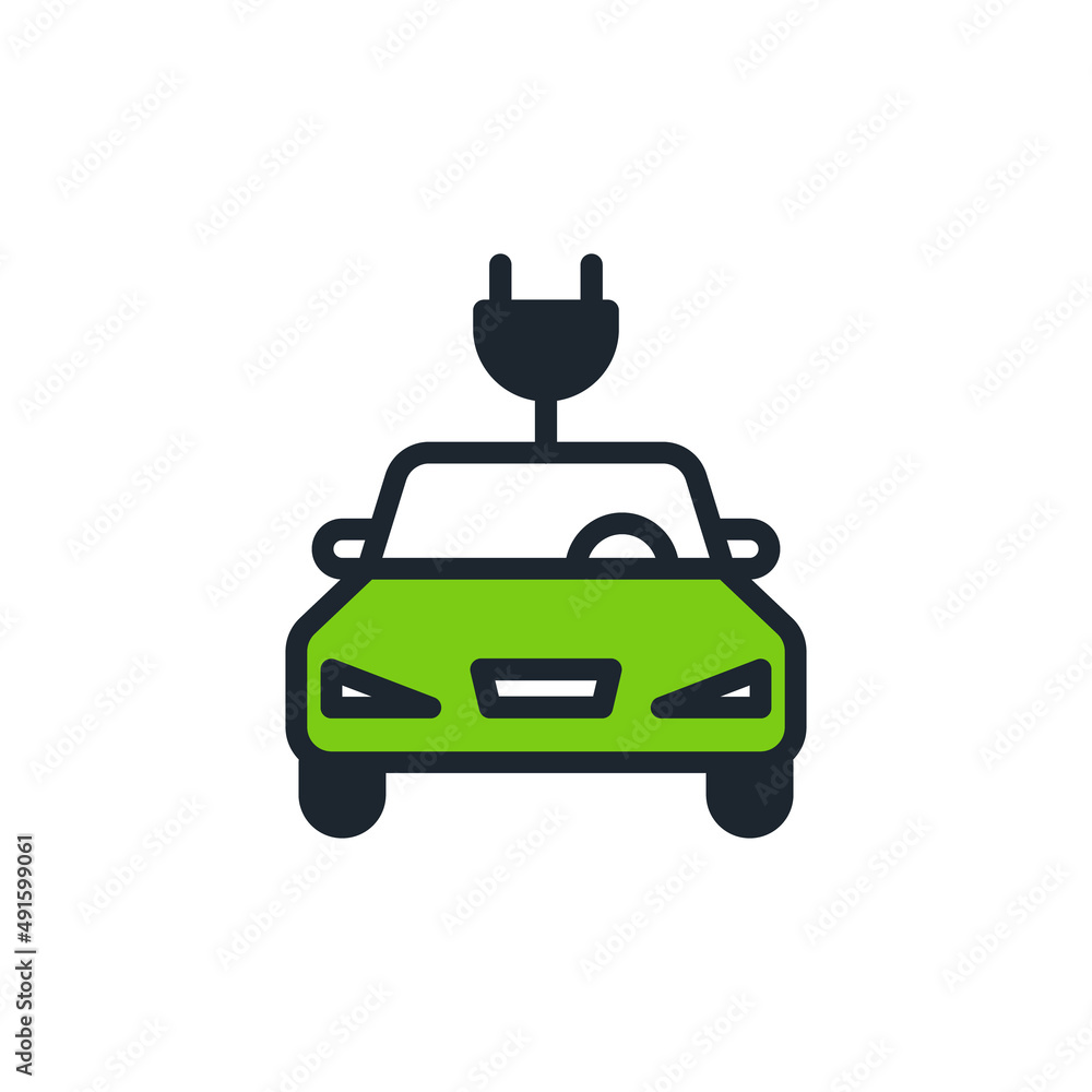 Electric car icon, Vector and Illustration.
