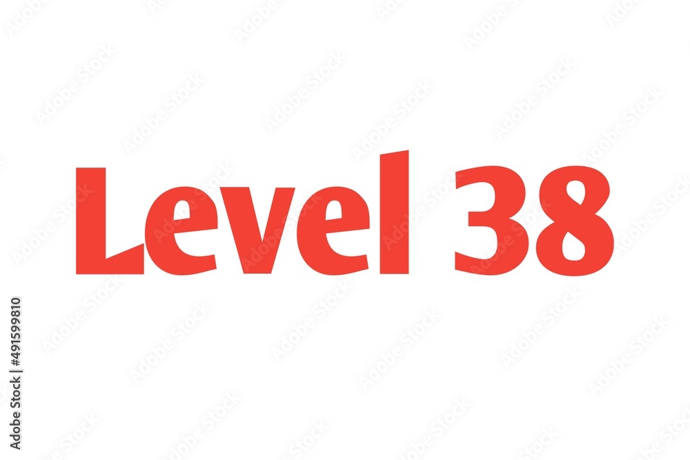 Level 38 sign in Red isolated on white background, 3d illustration Level 38 sign in Red isolated on white background, 3d illustration