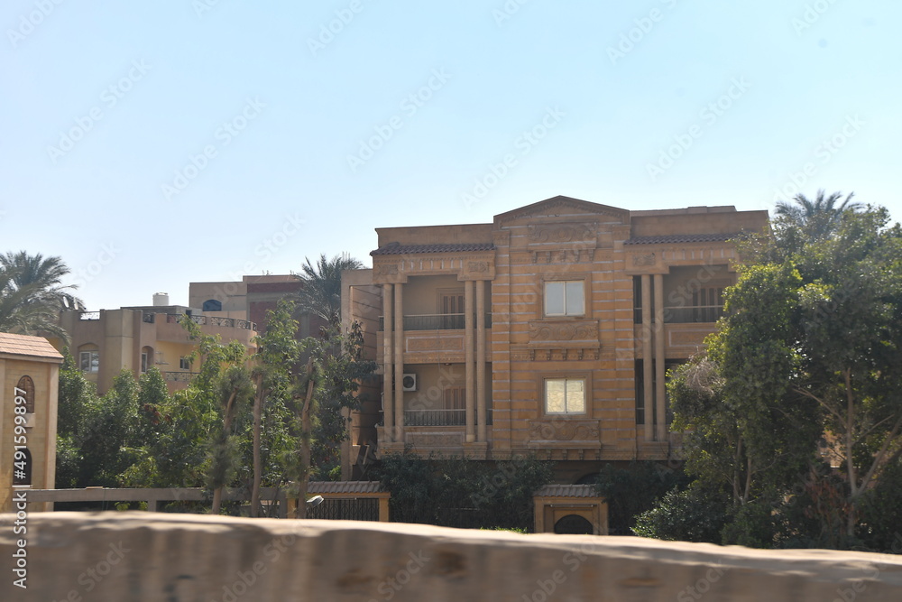 Obraz premium town, building, sky, architecture, house, city, urban, middle east, buildings, egypt, cairo, street, travel, syria city, village, old, cityscape, apartment, factory, exterior, cloud, roof, constructio