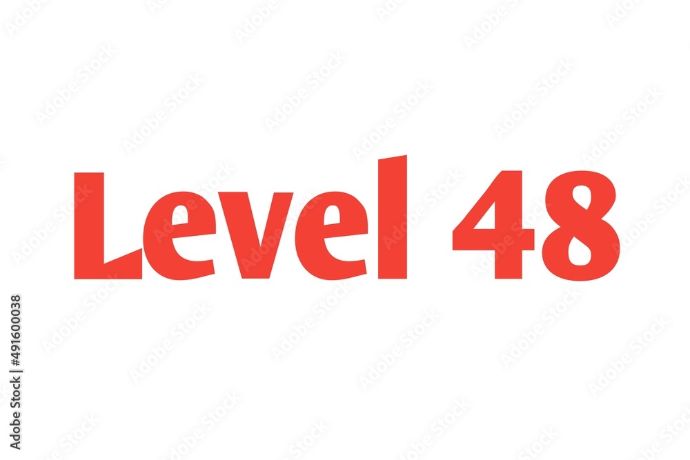 Level 48 sign in Red isolated on white background, 3d illustration