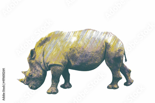 Rhinoceros. Doodle sketch. ...