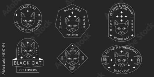 Pet line style logo design set for pet shop, set of Pet logo badge vector isolated in white color