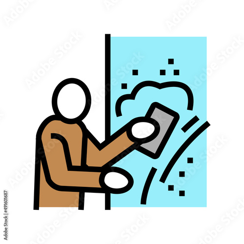 plasterer working color icon vector. plasterer working sign. isolated symbol illustration