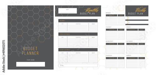 2 A set of planner memos for keeping track of expenses and budgeting. Personal monthly and weekly budget planner in a4 format. Finance, income and expenses. Ready to print.