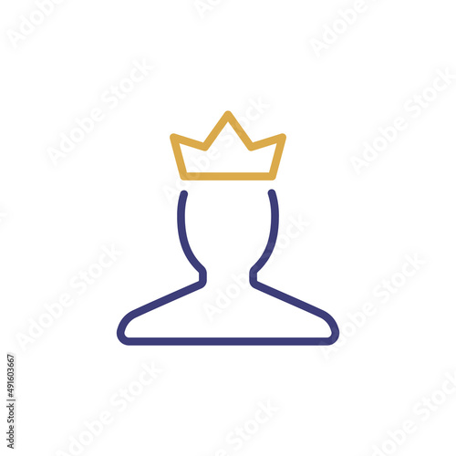 Customer membership client crown icon. VIP member king pictogram stroke person membership premium service