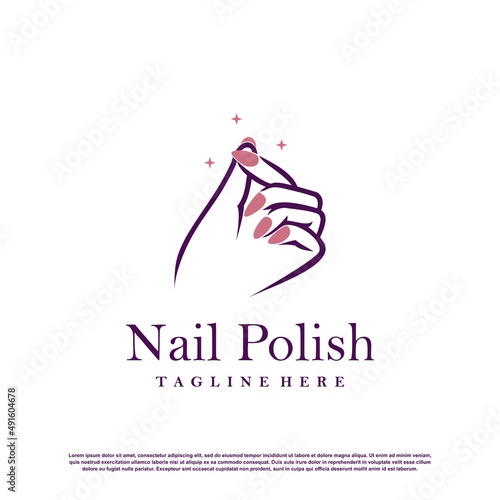 Nail logo design template with creative abstract style Premium Vector