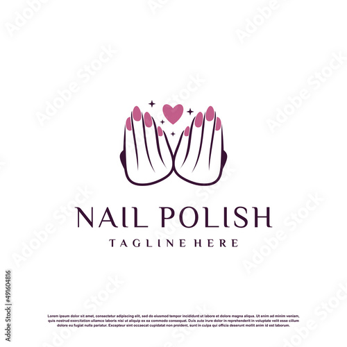 Nail logo design template with creative abstract style Premium Vector