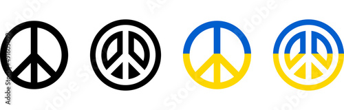 Peace symbol. Ukraine peace symbol. Stop war in Ukraine. Peace sign in Ukrainian flag. Stock vector illustration